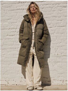 Vintage The North Face Down Puffer Parka Hooded Jacket Women's Small Olive Green